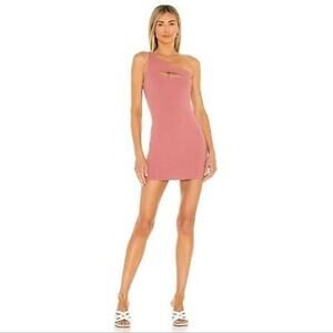 Superdown Dress Mini Pink Blush Ribbed One Shoulder Cutout Bodycon Sleeveless M